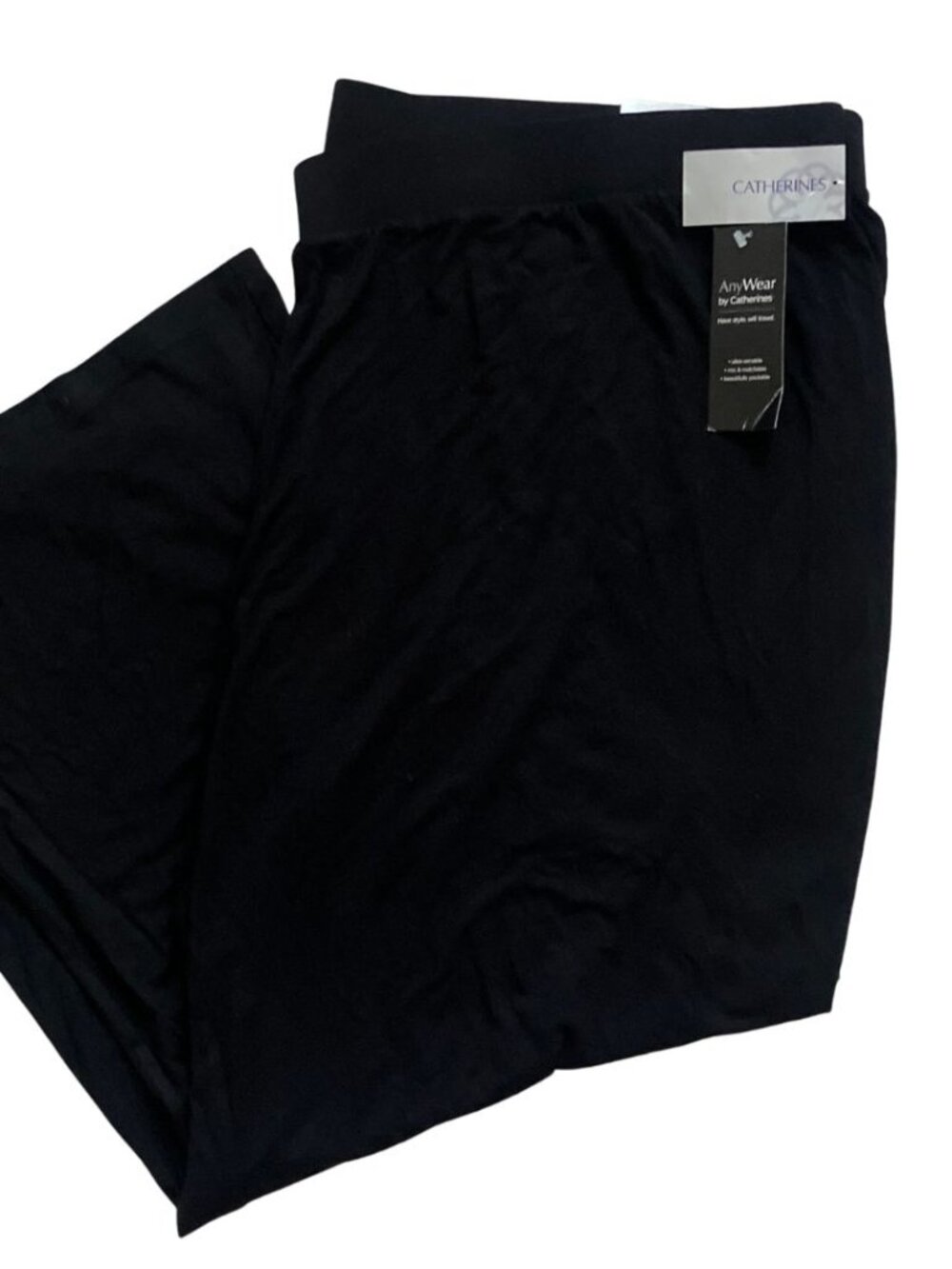 NEW Catherines AnyWear Elastic Waist Flowy Black Pants Plus Size 4X 30/32W
